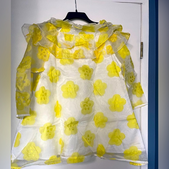 Yellow ruffle sheer babydoll mini dress - Picture 3 of 3